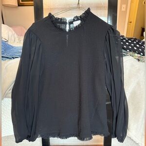 Ruffle mock-neck blouse